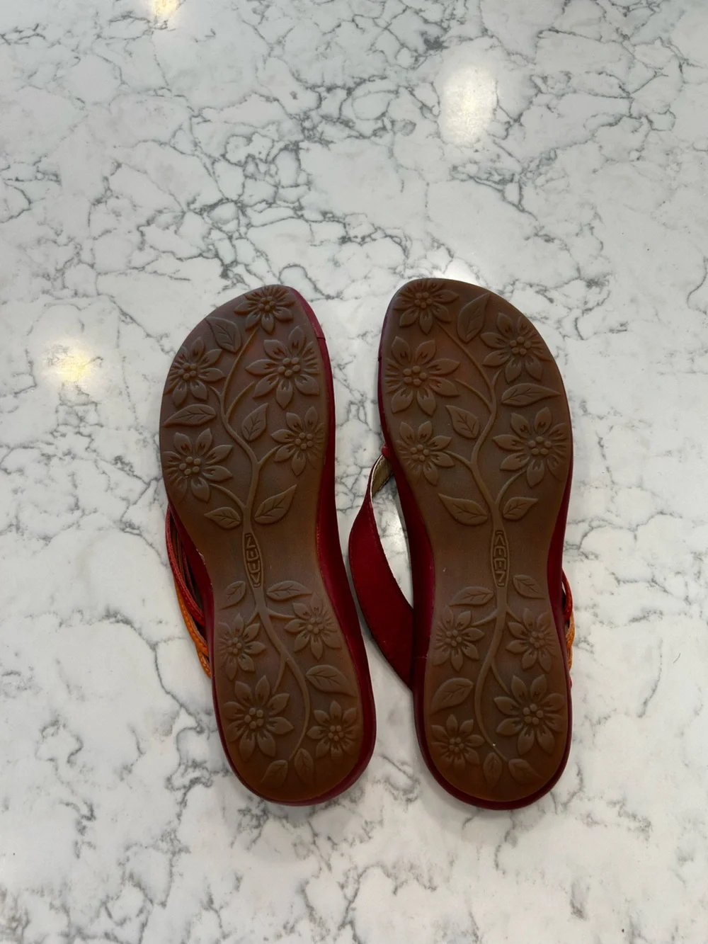 Keen Red Orange Strappy Thong Flip‎ Flop Sandals Shoes Size 8